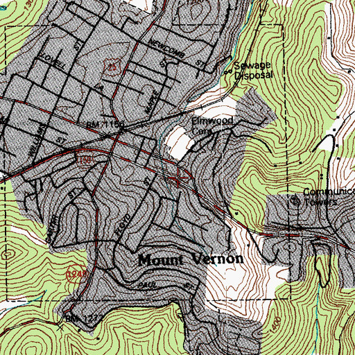 Topographic Map of Elmwood Cemetery, KY