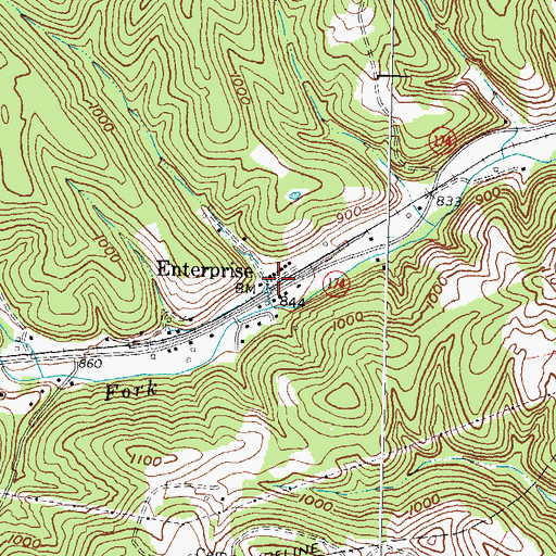 Topographic Map of Enterprise, KY