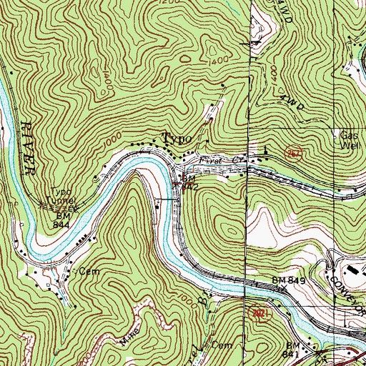 Topographic Map of First Creek, KY