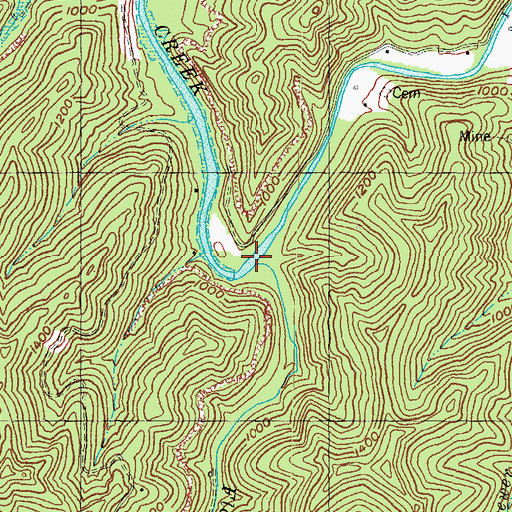 Topographic Map of Flackey Branch, KY