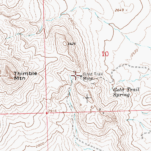 Topographic Map of Gold Trail Mine, AZ