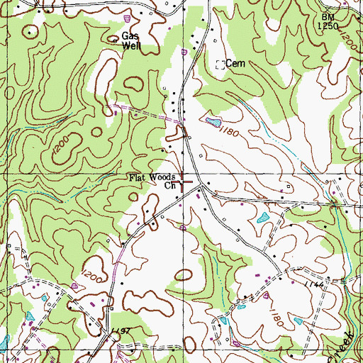 Topographic Map of Flat Woods Church, KY