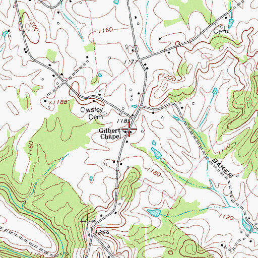 Topographic Map of Gilbert Chapel, KY