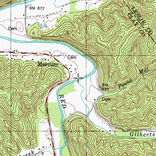 Topographic Map of Gilberts Big Creek, KY