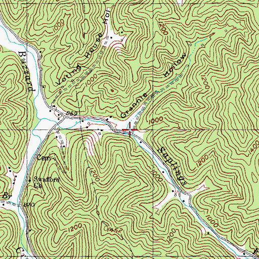 Topographic Map of Grannie Hollow, KY