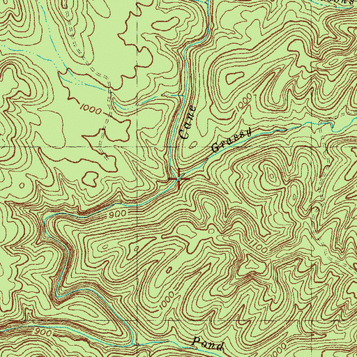 Topographic Map of Grassy Branch, KY