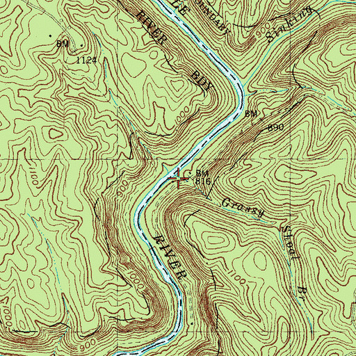 Topographic Map of Grassy Shoal Branch, KY
