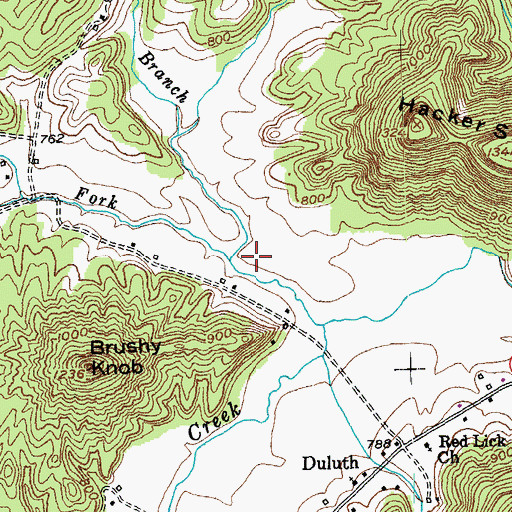 Topographic Map of Gravel Lick Branch, KY