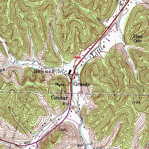 Topographic Map of Greear, KY
