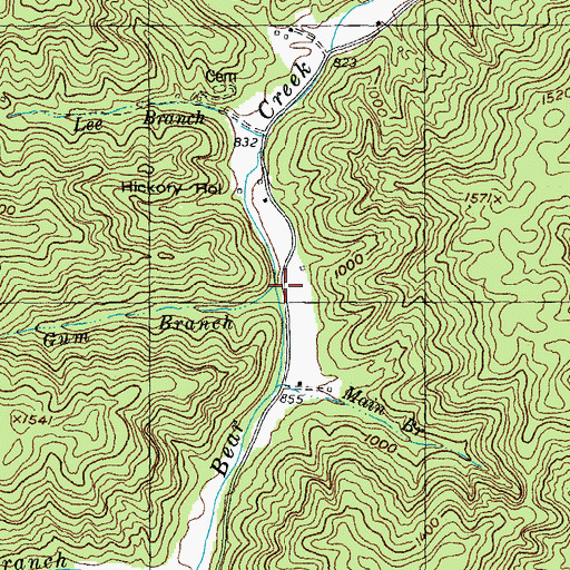 Topographic Map of Gum Branch, KY