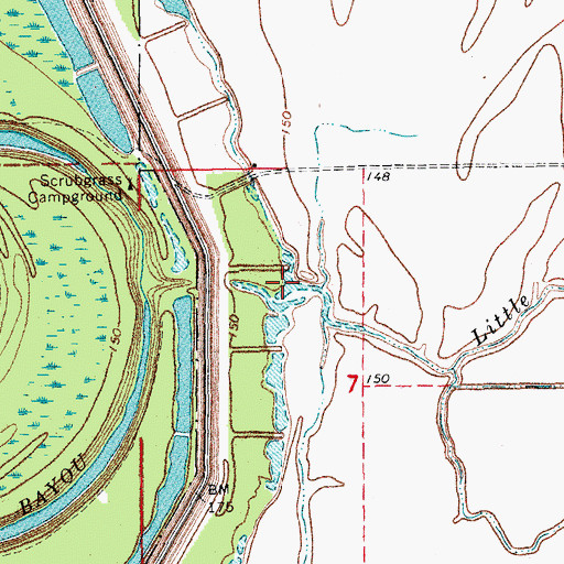 Topographic Map of Little Cypress Bayou, AR