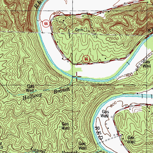 Topographic Map of Halfway Branch, KY