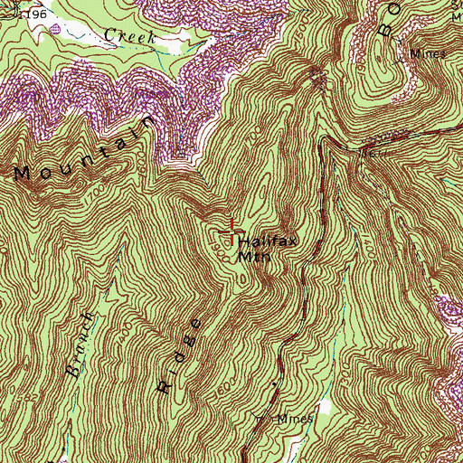 Topographic Map of Halifax Mountain, KY