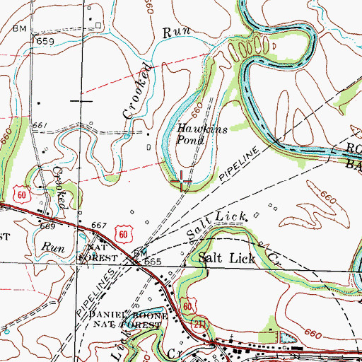 Topographic Map of Hawkins Pond, KY