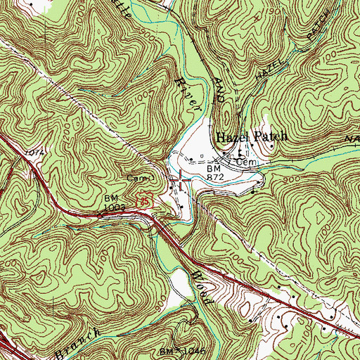 Topographic Map of Hazel Patch Creek, KY