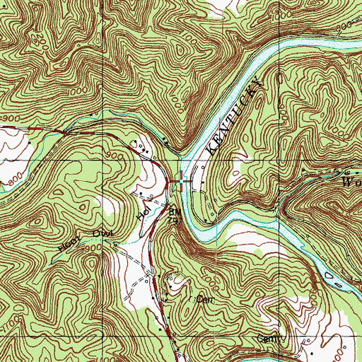 Topographic Map of Hoot Owl Hollow, KY