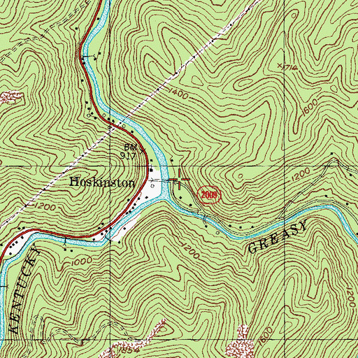 Topographic Map of Hoskinston, KY