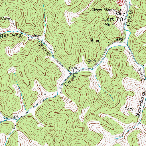 Topographic Map of Howard Fork, KY