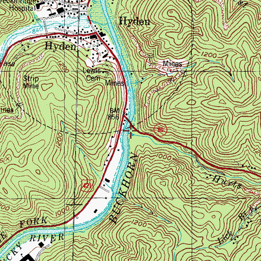 Topographic Map of Hurts Creek, KY