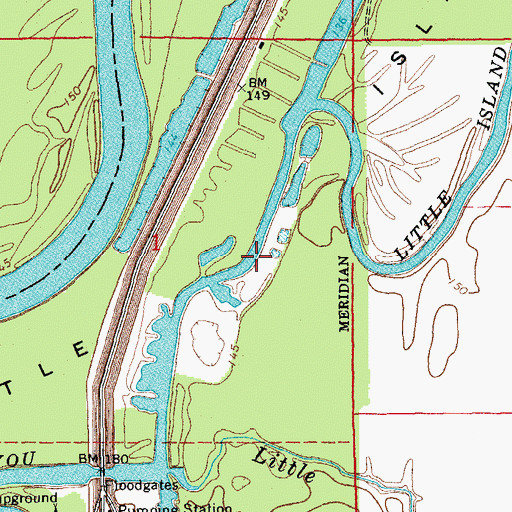 Topographic Map of Little Island, AR