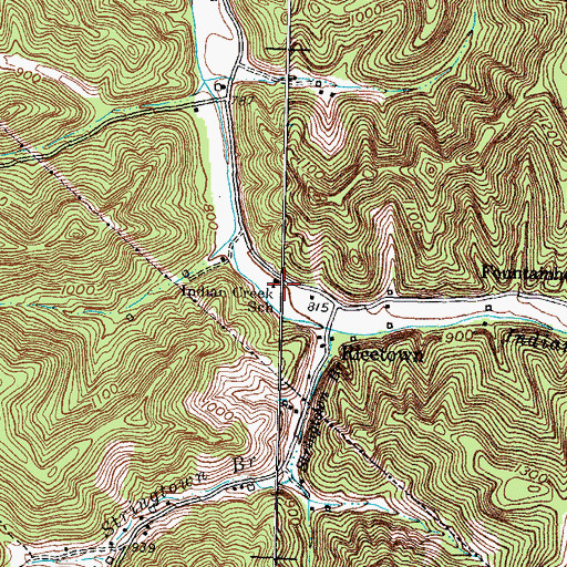 Topographic Map of Indian Creek School, KY