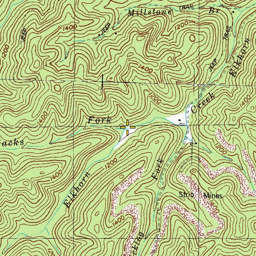 Topographic Map of Jacks Fork, KY