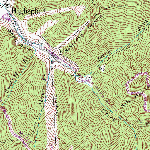 Topographic Map of Jerry Fork, KY