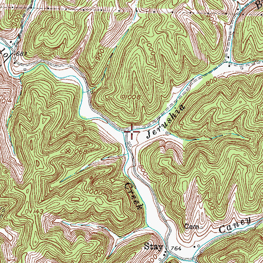Topographic Map of Jerushia Branch, KY