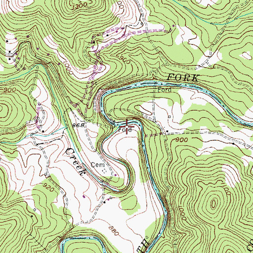 Topographic Map of Kennedy Creek, KY