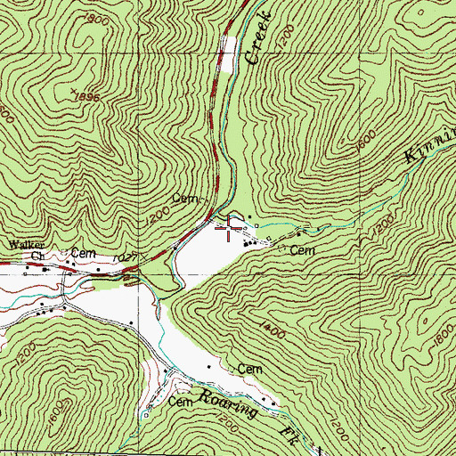 Topographic Map of Kinningham Branch, KY