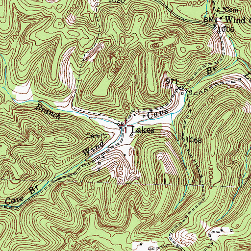 Topographic Map of Lakes Branch, KY