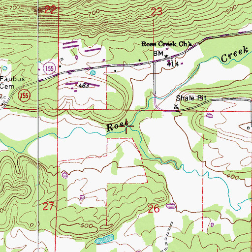 Topographic Map of Little Rose Creek, AR