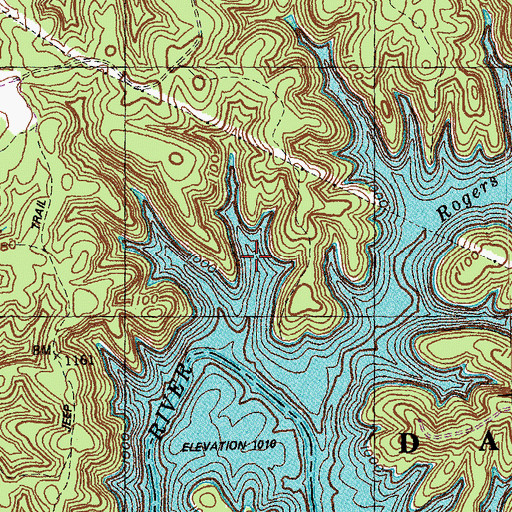 Topographic Map of Laurel River Lake, KY