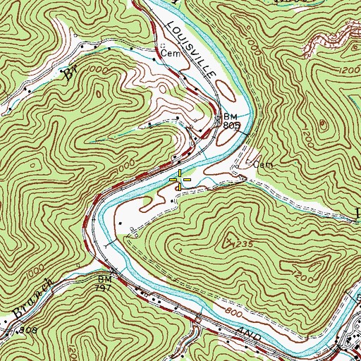 Topographic Map of Lead Branch, KY