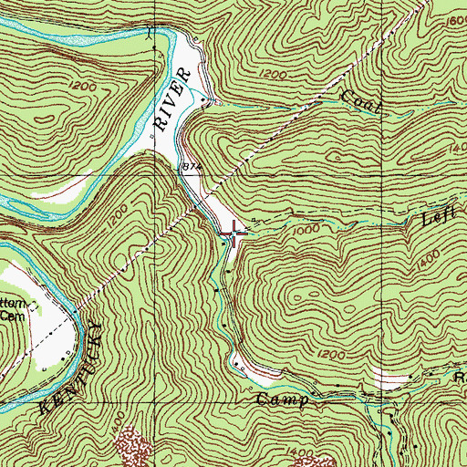 Topographic Map of Left Fork Camp Creek, KY