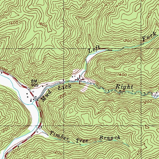 Topographic Map of Left Fork Mud Lick, KY