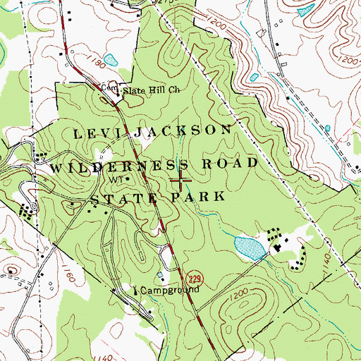 Topographic Map of Levi Jackson Wilderness Road State Park, KY