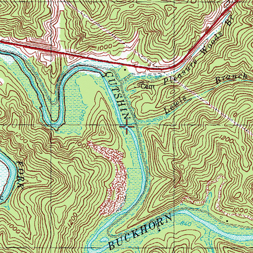Topographic Map of Lewis Branch, KY