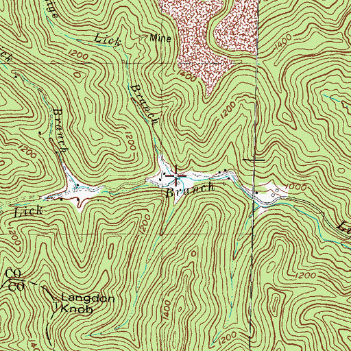 Topographic Map of Lige Lick Branch, KY
