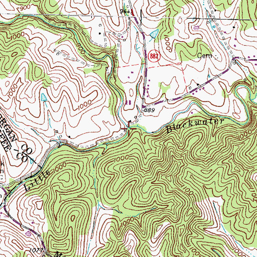 Topographic Map of Little Blackwater Creek, KY