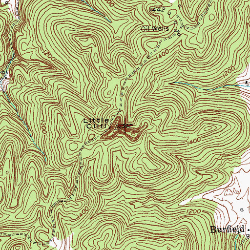 Topographic Map of Little Cliff, KY