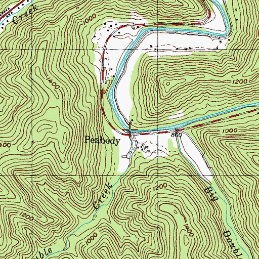 Topographic Map of Little Double Creek, KY