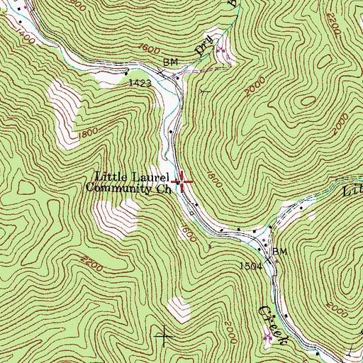 Topographic Map of Little Laurel Community Church, KY