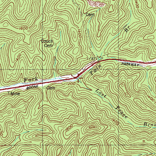 Topographic Map of Lost Trace Branch, KY