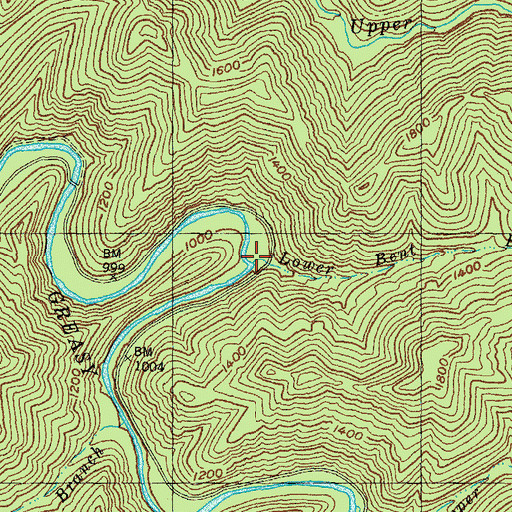 Topographic Map of Lower Bent Branch, KY