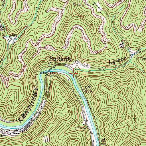 Topographic Map of Lower Second Creek, KY