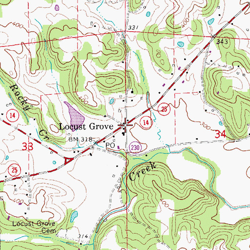 Topographic Map of Locust Grove, AR