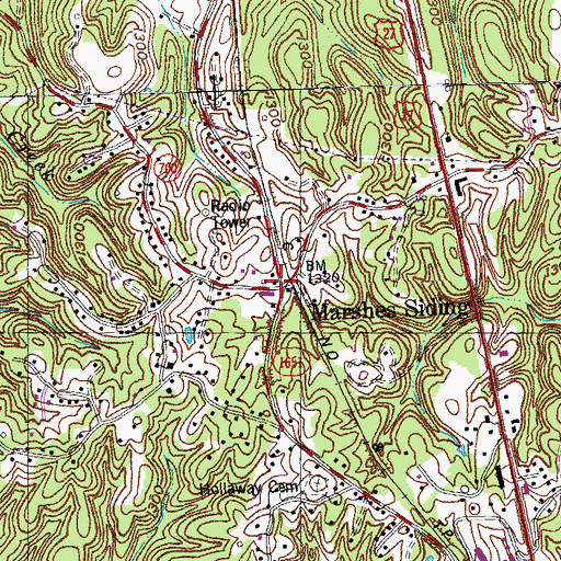 Topographic Map of Marshes Siding, KY