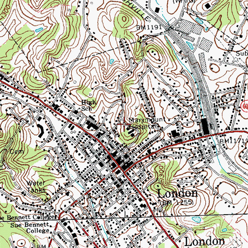 Topographic Map of Saint Joseph London Hospital, KY