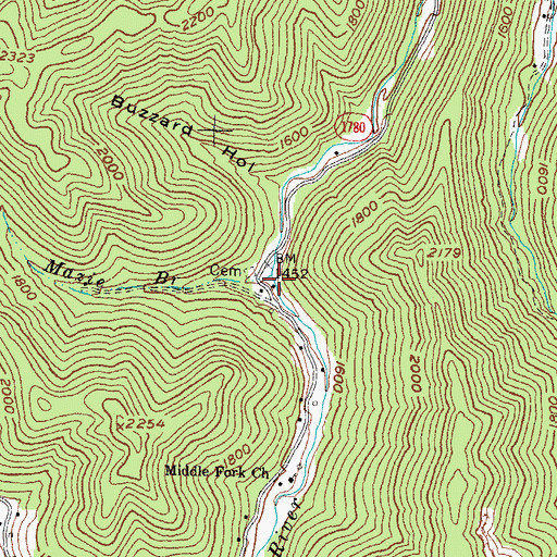 Topographic Map of Mazie Branch, KY